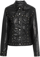 Dries Van Noten Woman Studded Coated Cotton-blend Jacket Black