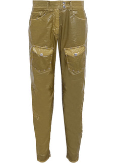 Dries Van Noten - Studded coated cotton-blend tapered pants - Green - FR 36