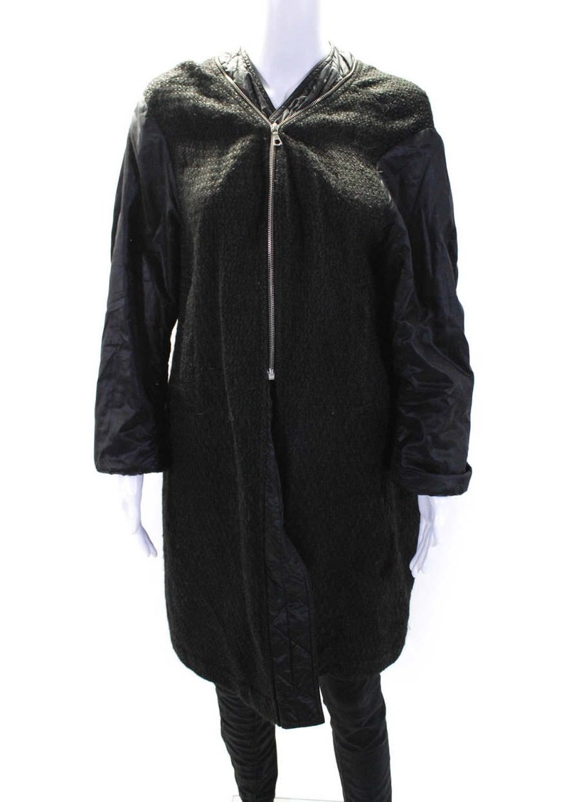 Dries Van Noten Womens Textured Zipped Front Slit Jacket Black