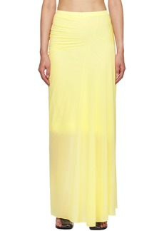 Dries Van Noten Yellow Fitted Draped Maxi Skirt