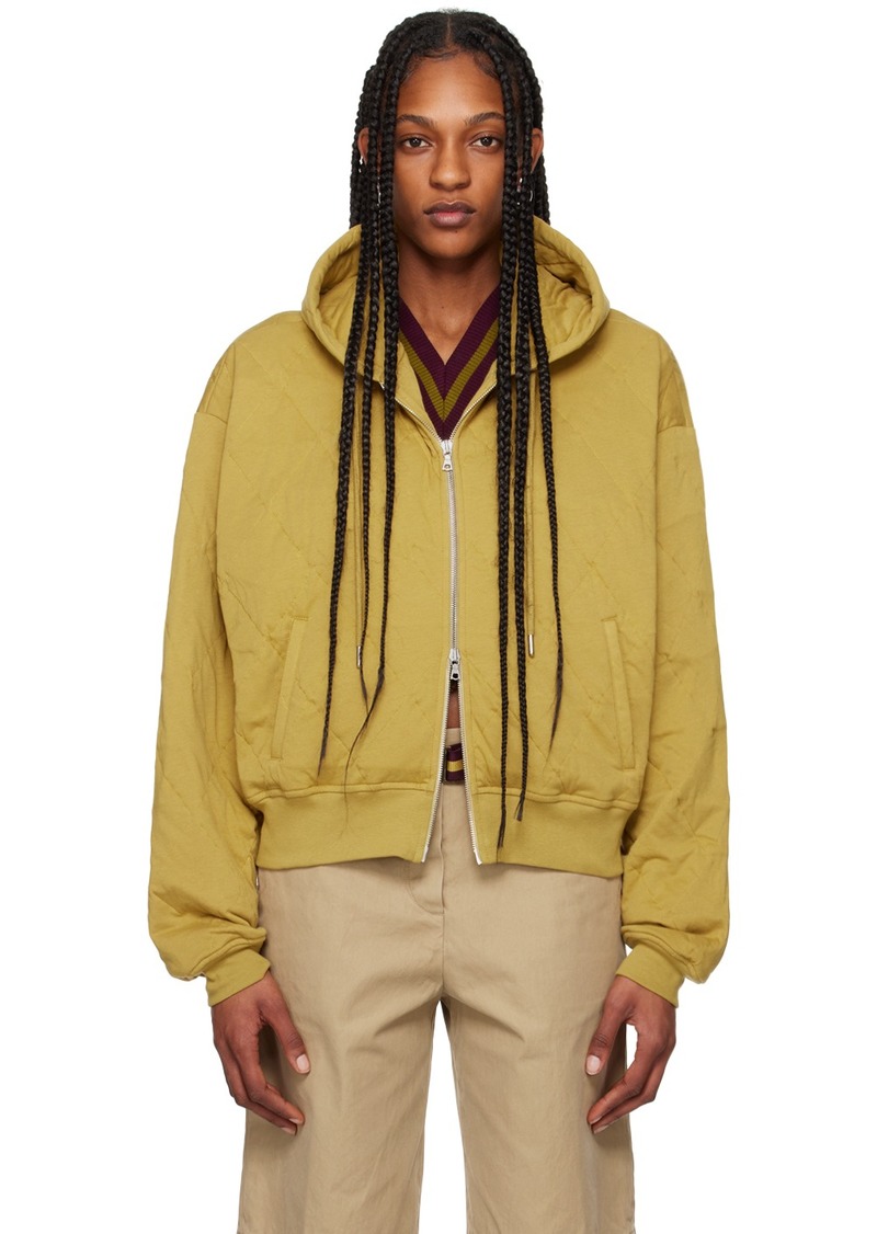 Dries Van Noten Yellow Quilted Hoodie