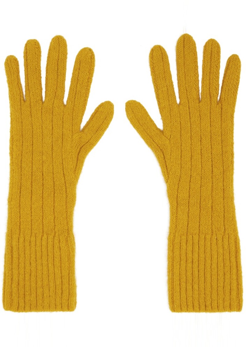 Dries Van Noten Yellow Ribbed Gloves