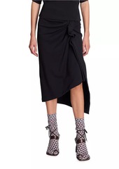 Dries Van Noten Hanam Draped Cotton Midi-Skirt