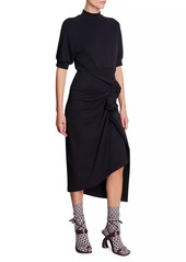 Dries Van Noten Hanam Draped Cotton Midi-Skirt