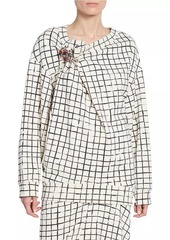 Dries Van Noten Hatties Grid Cotton Foldover Sweater