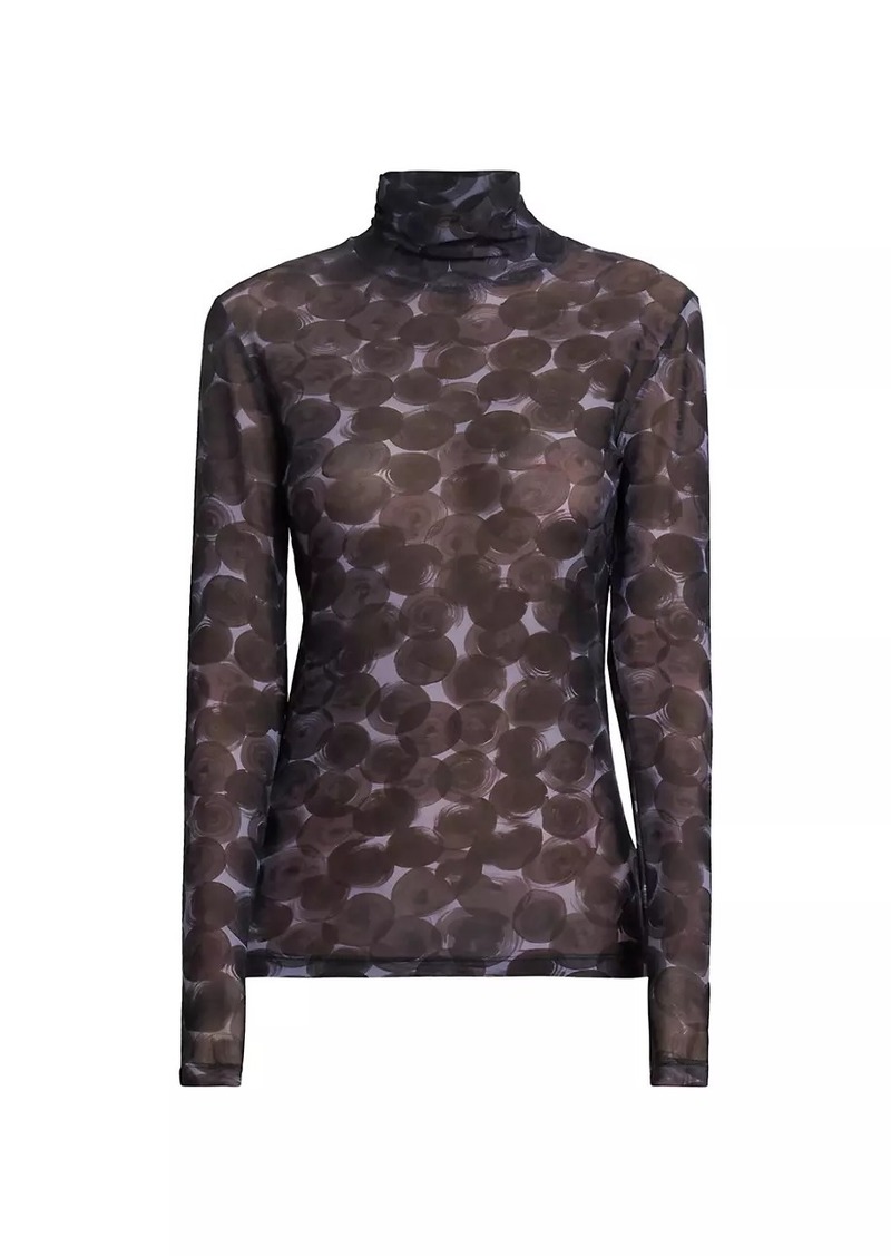 Dries Van Noten Hoyser Polka Dot Mesh Turtleneck