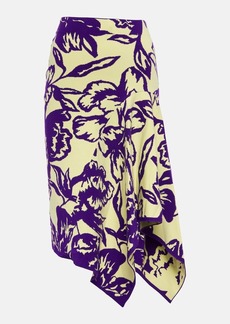 Dries Van Noten Jacquard floral asymmetric midi skirt