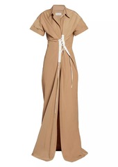 Dries Van Noten Lace-Up Cotton-Blend Maxi Dress
