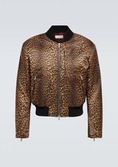Dries Van Noten Leopard-print satin varsity jacket