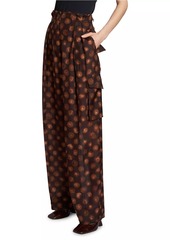 Dries Van Noten Polkam Polka Dot Silk Cargo Pants