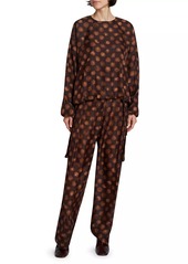 Dries Van Noten Polkam Polka Dot Silk Cargo Pants