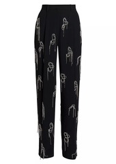 Dries Van Noten Porter Rhinestone Pleated Pants