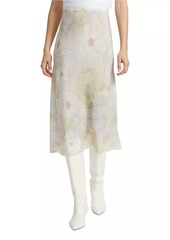 Dries Van Noten Sati Silk Midi-Skirt