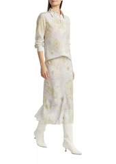 Dries Van Noten Sati Silk Midi-Skirt