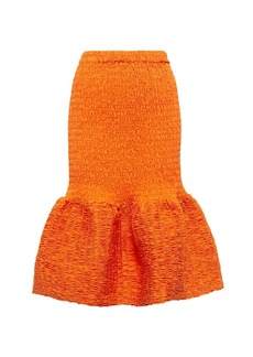 Dries Van Noten Shirred cotton midi skirt