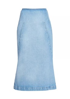 Dries Van Noten Sibyl Seamed Cotton Denim Midi-Skirt