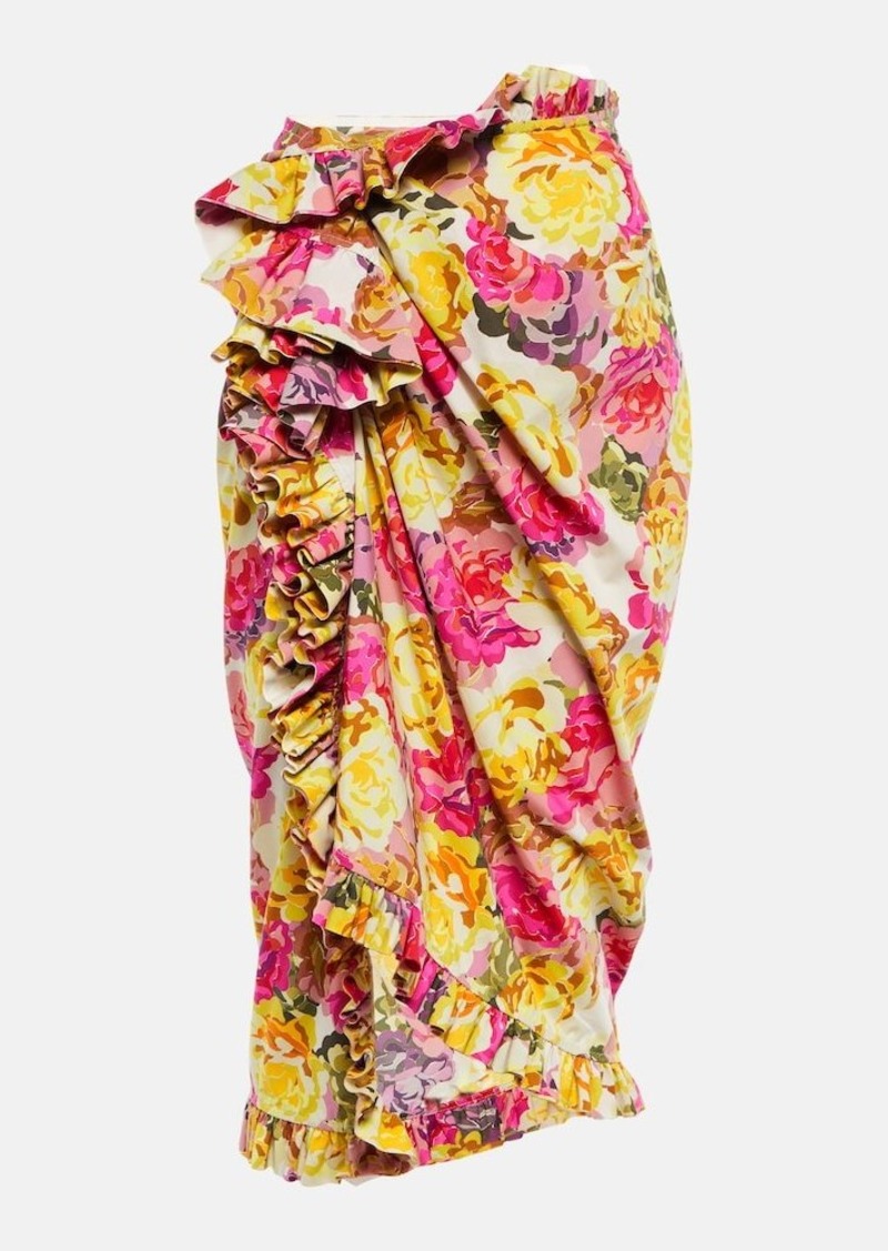 Dries Van Noten Sina high-rise printed cotton poplin midi skirt
