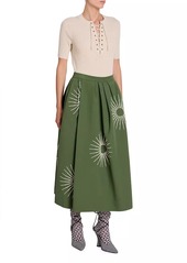 Dries Van Noten Soni Embroidered Cotton Midi-Skirt