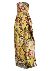 Dries Van Noten Strapless Brocade Floral Gown