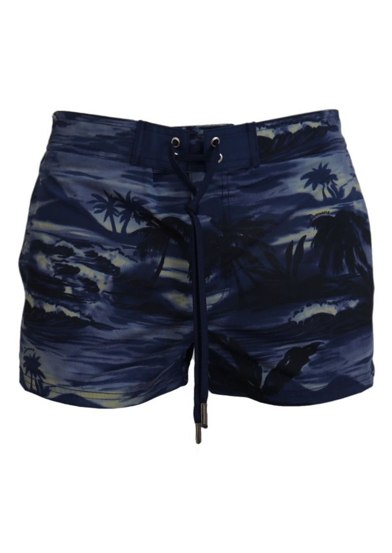 Dsquared Dsqua² blue Tropical Wave Design Beachwear Shorts Men's Swimwear