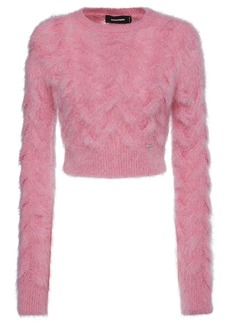 Dsquared2 3d Cable Knit Mohair Crop Sweater