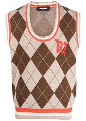 Dsquared2 argyle-patern wool-silk vest