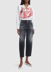 Dsquared2 Rolling Stones Distressed Crop Shirt