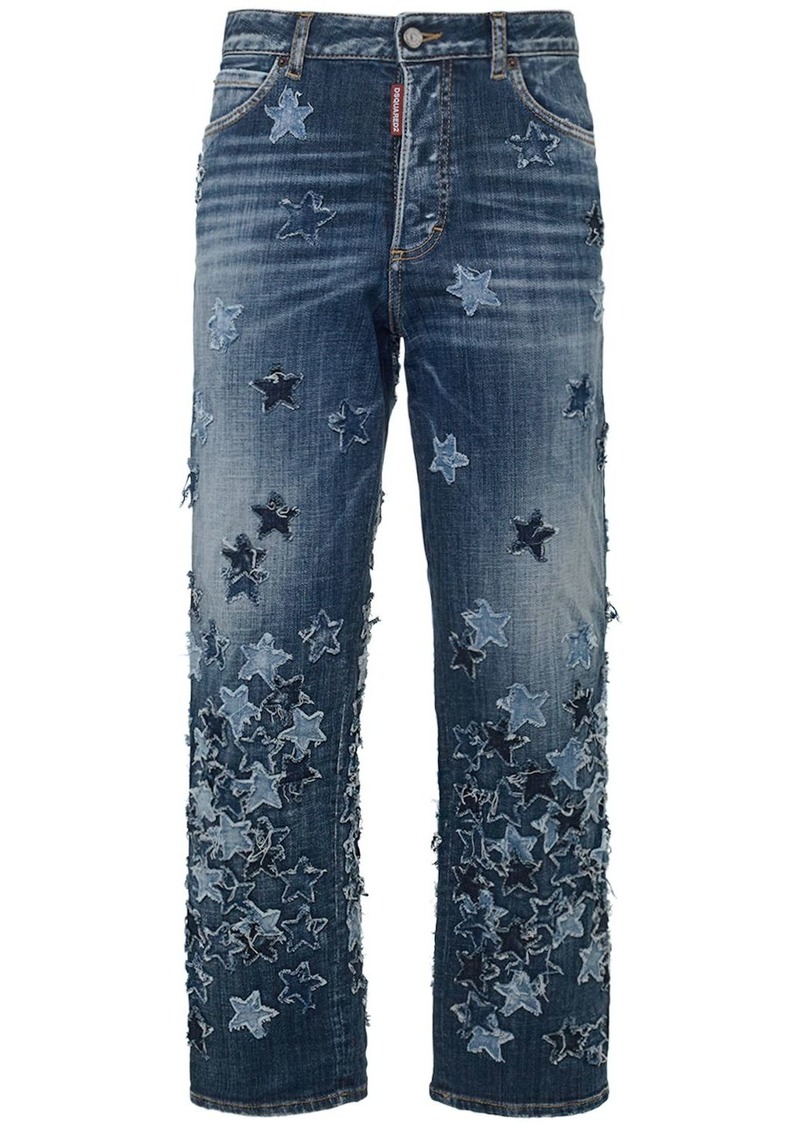 Dsquared2 Boston Embroidered Wide Leg Jeans