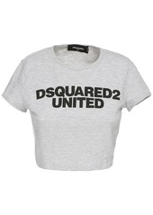 Dsquared2 Crop Logo Print Cotton Blend T-shirt