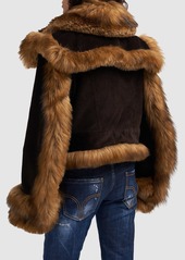 Dsquared2 Cropped Cotton Velvet & Faux Fur Coat