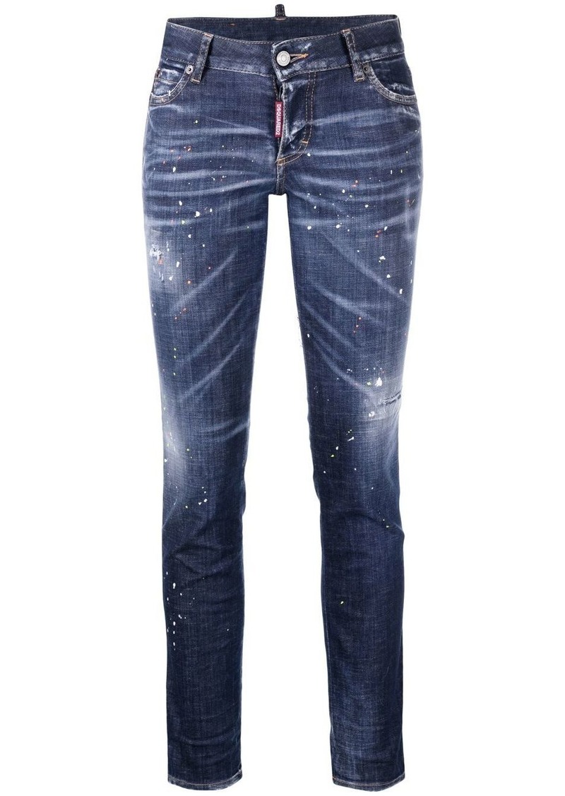 Dsquared2 cropped paint-splatter jeans