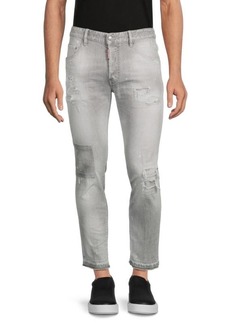 Dsquared2 Mid Rise Cropped Ripped Jeans