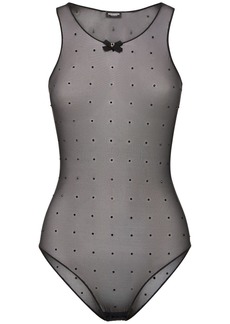 Dsquared2 Crystal Dots Mesh Crewneck Bodysuit