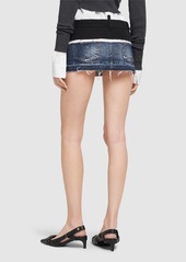 Dsquared2 Cut That Boy Denim & Canvas Mini Skirt