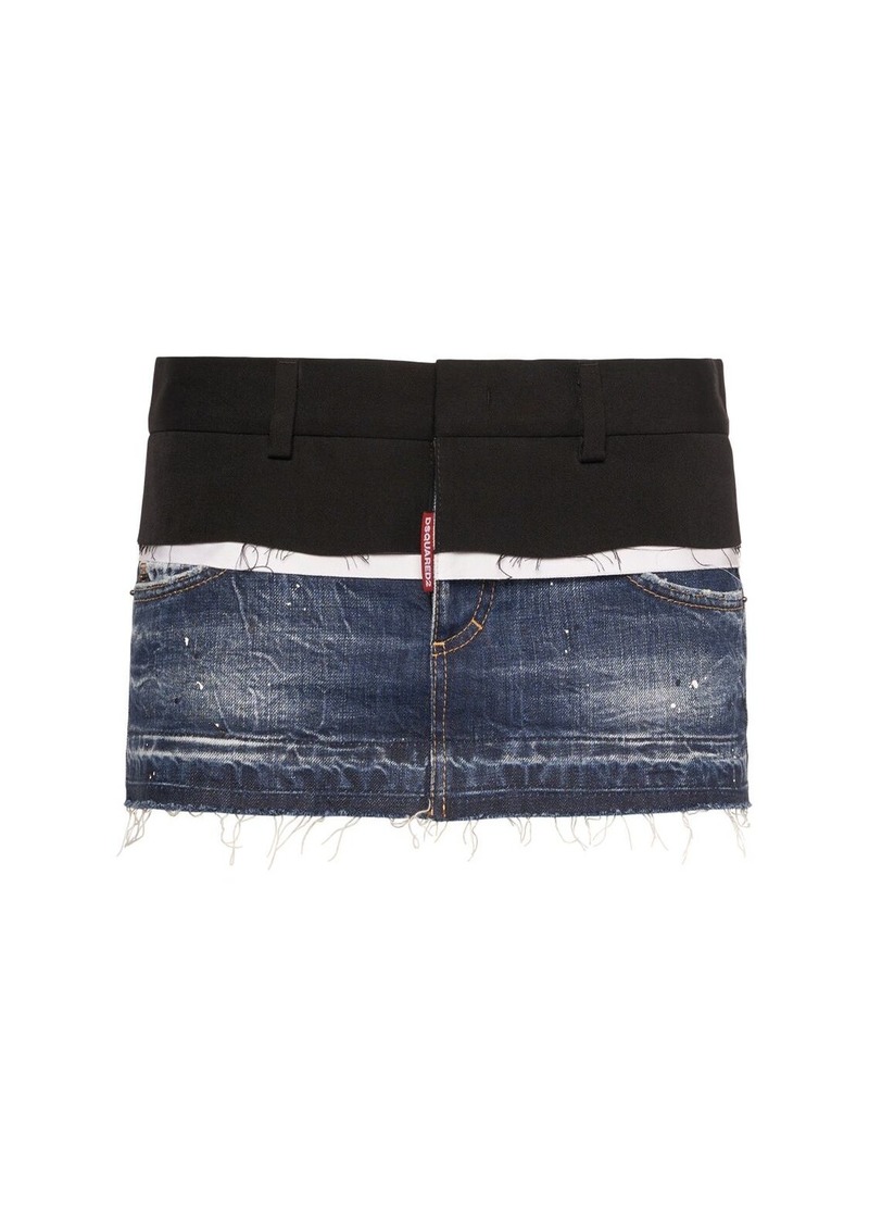 Dsquared2 Cut That Boy Denim & Canvas Mini Skirt