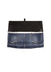 Dsquared2 Cut That Boy Denim & Canvas Mini Skirt