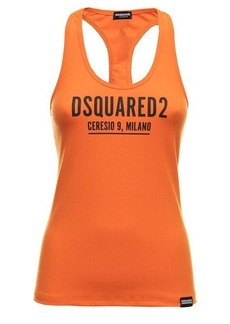 Dsquared2 D-Squared2 Woman 's Stretch CottonOrange Tank Top  with Logo Print
