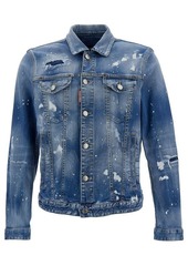 Dsquared2 'Dan' Light Blue Jacket with Rips and Paint Stains in Stretch Denim Man