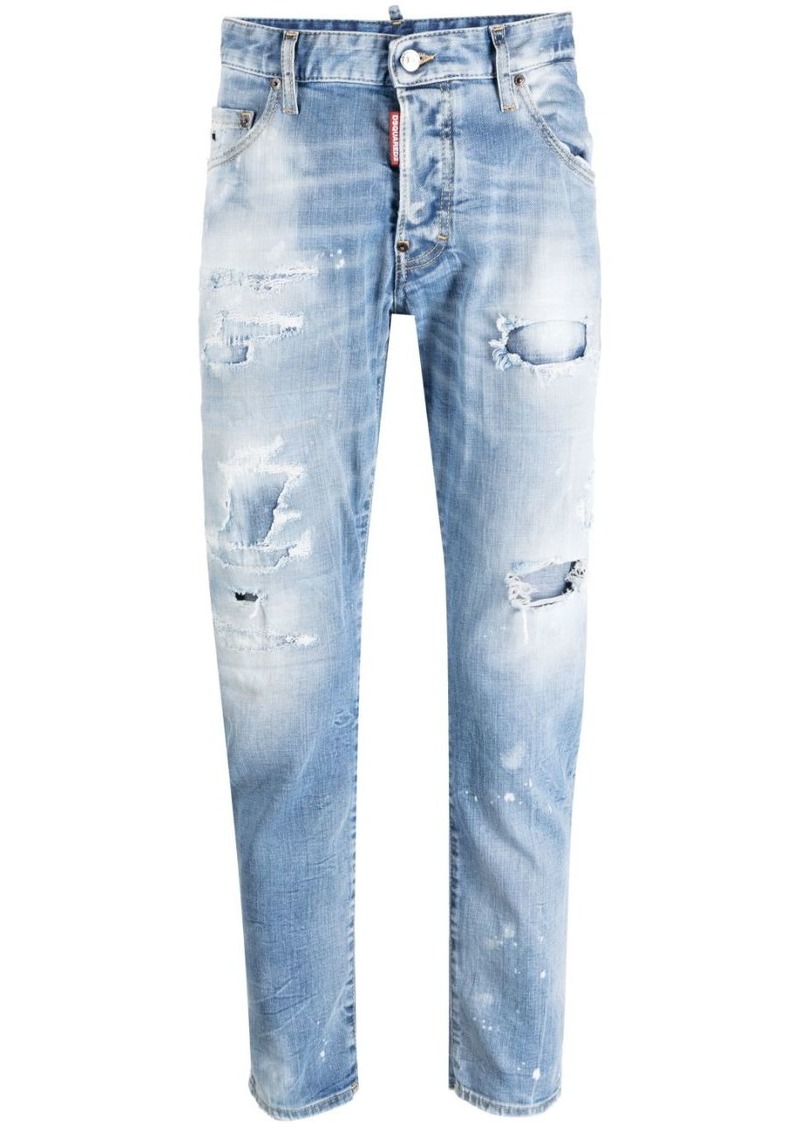 Dsquared2 distressed-finish tapered-leg jeans