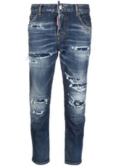 Dsquared2 distressed logo-patch cropped jeans