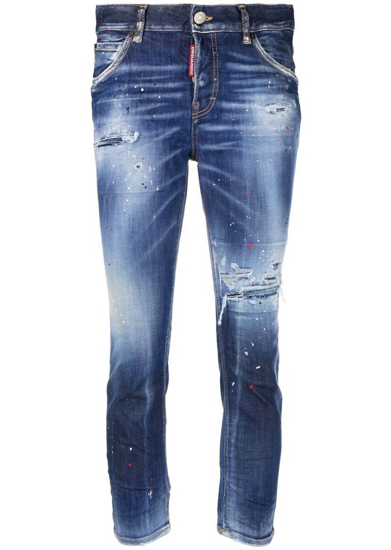 Dsquared2 distressed skinny-fit cropped jeans