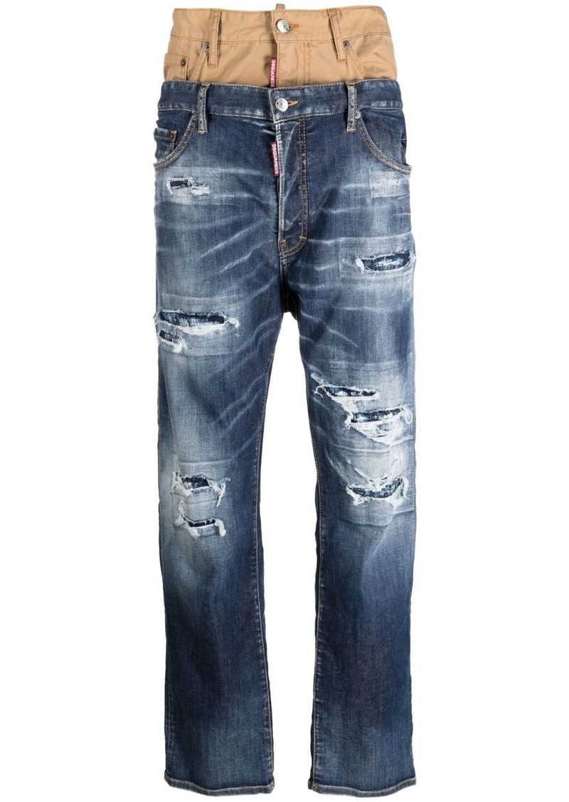 Dsquared2 double-waist distressed jeans