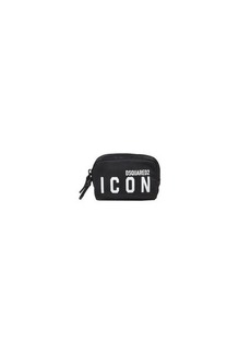 DSQUARED2 Black nylon Icon mini clutch with logo print Dsquared2