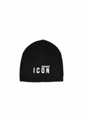 DSQUARED2 Black wool and cashmere blend cap with Dsquared2 logo