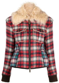 DSQUARED2 fur-collared flannel jacket
