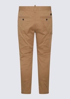 DSQUARED2 LIGHT BROWN COTTON BLEND CARGO TROUSERS