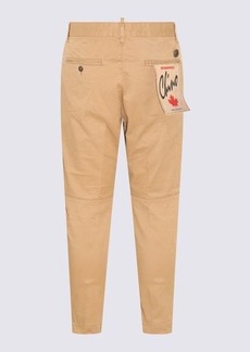 DSQUARED2 LIGHT BROWN COTTON BLEND TROUSERS