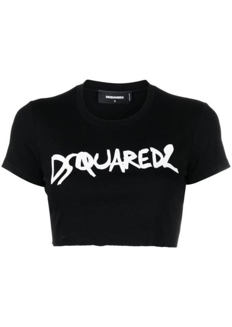 DSQUARED2 logo-print cropped T-shirt