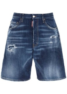 Dsquared2 loose shorts in used denim