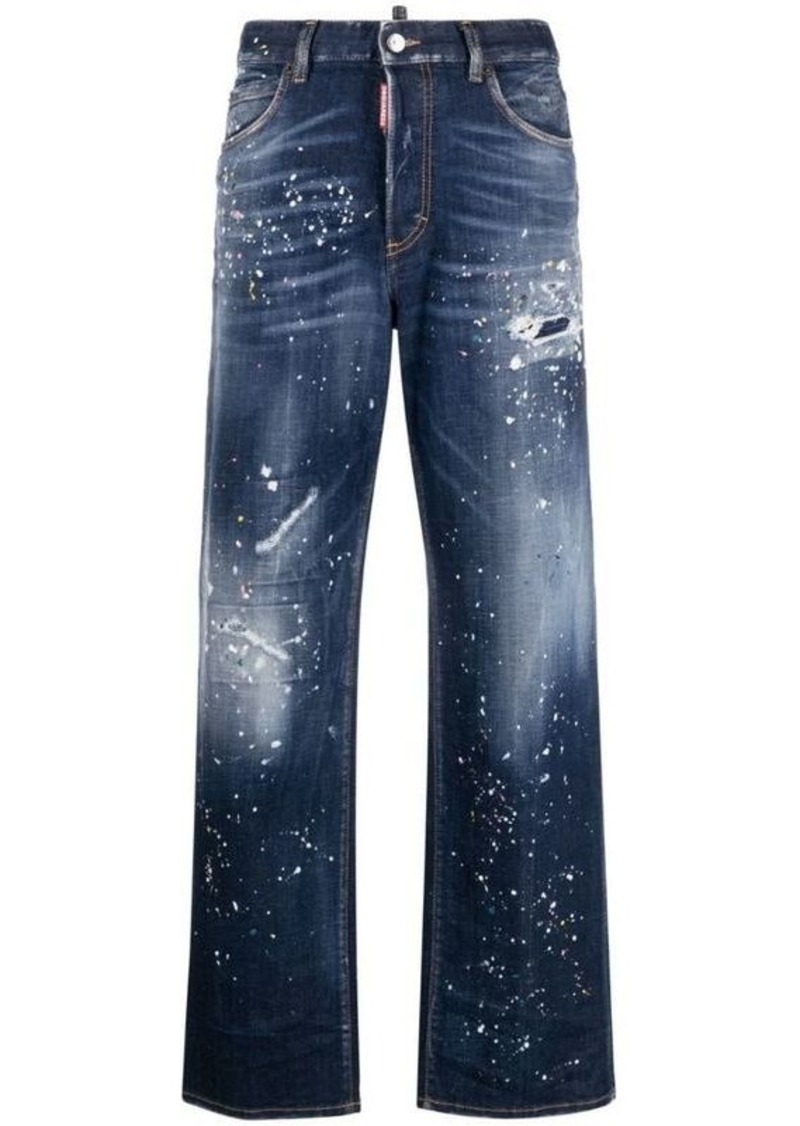 DSQUARED2 paint splatter-detail washed denim jeans